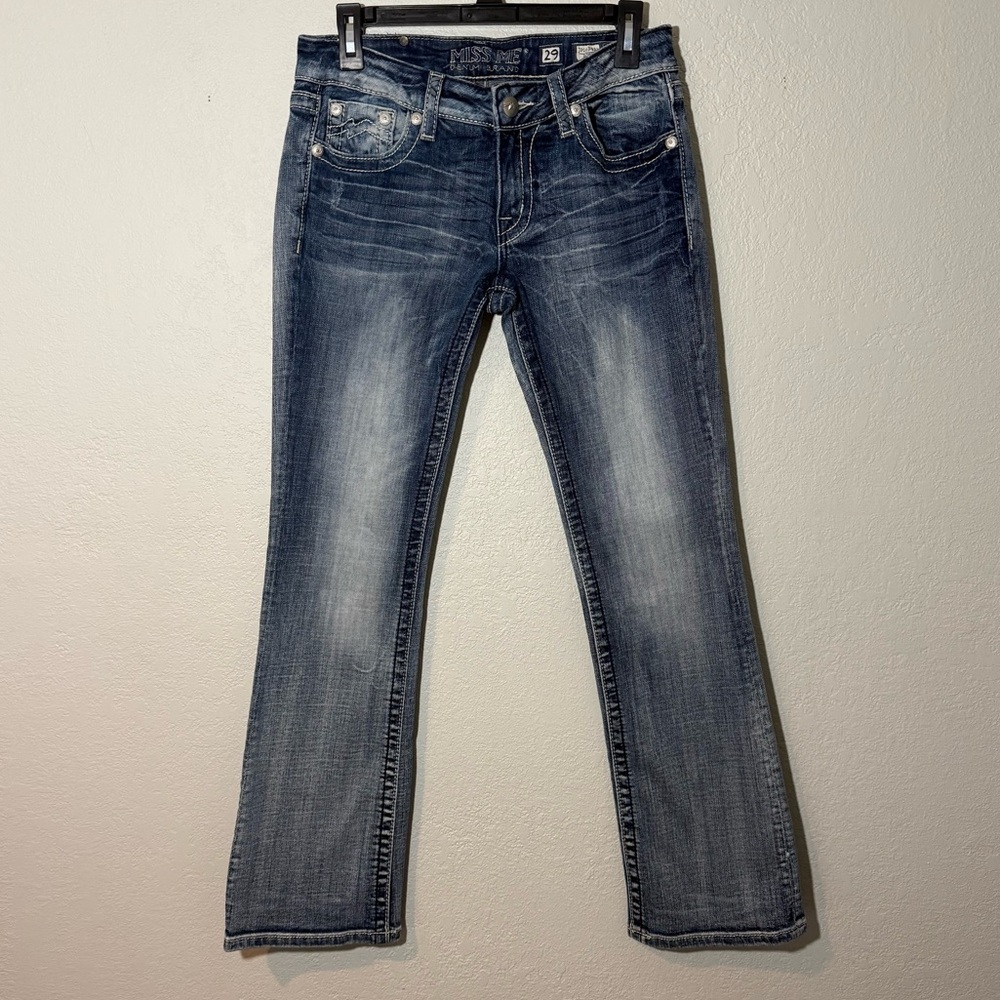 Miss Me Jeans- Boot, Acid Wash, Pocket Detail. Size 29